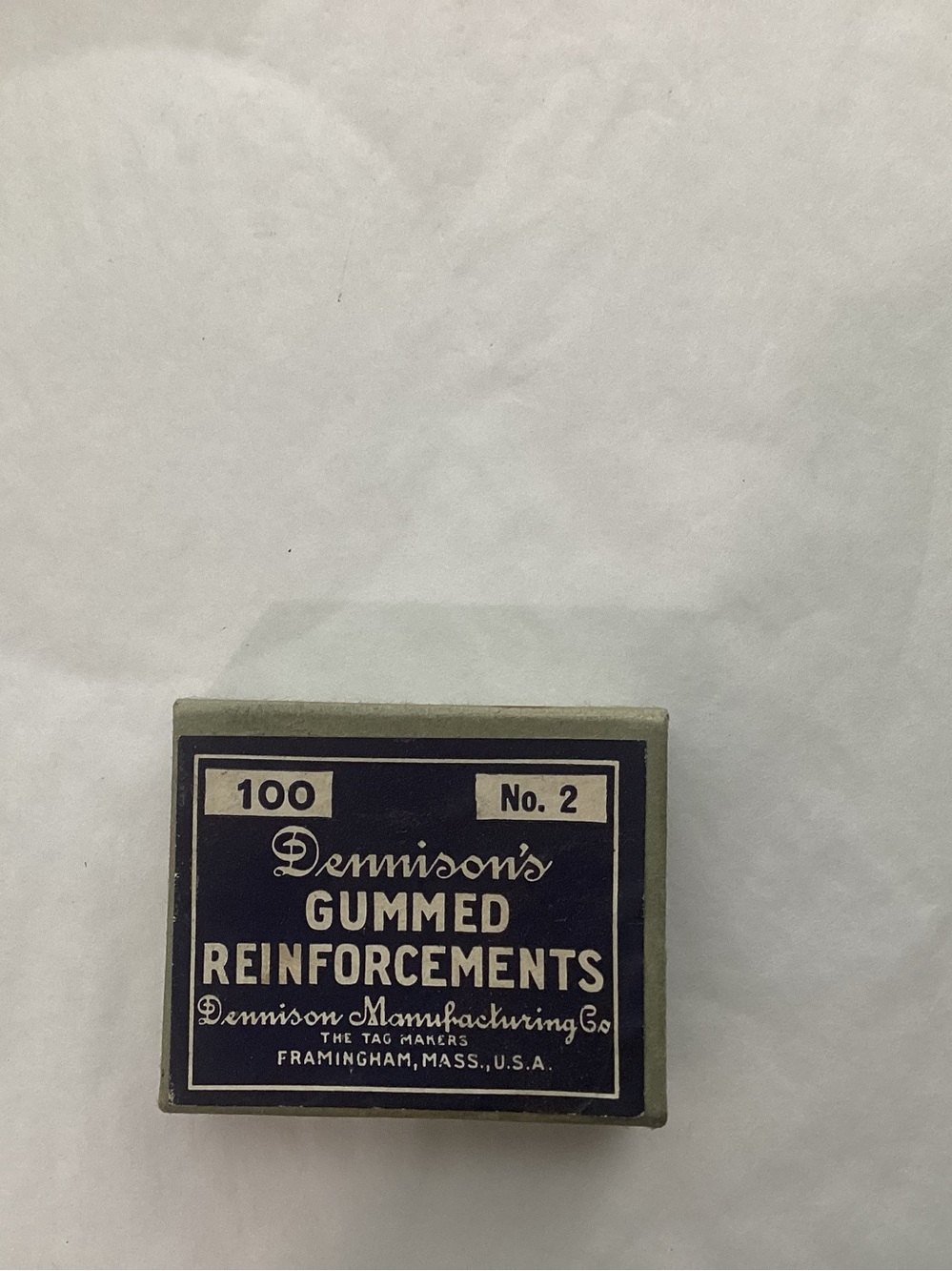 Vtg. Box of Dennison Gummed Reinforcements for Paper.  Excellent condition!!